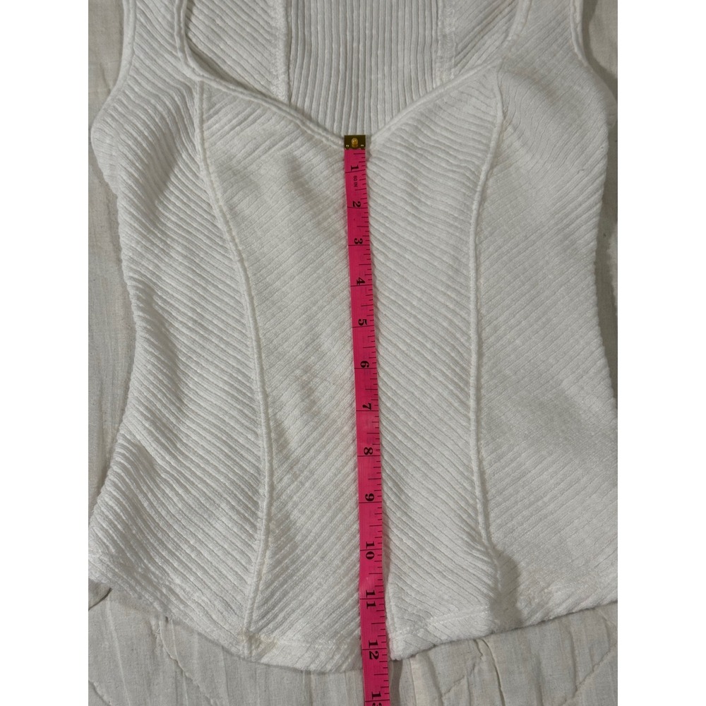 Free People We The Free White Ribbed Corset Tank Top Sweetheart Neck Small - Picture 7 of 8
